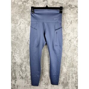 Nike‎ Go Dri-Fit Womens Blue High Rise Leggings Pockets Athleisure Yoga Run